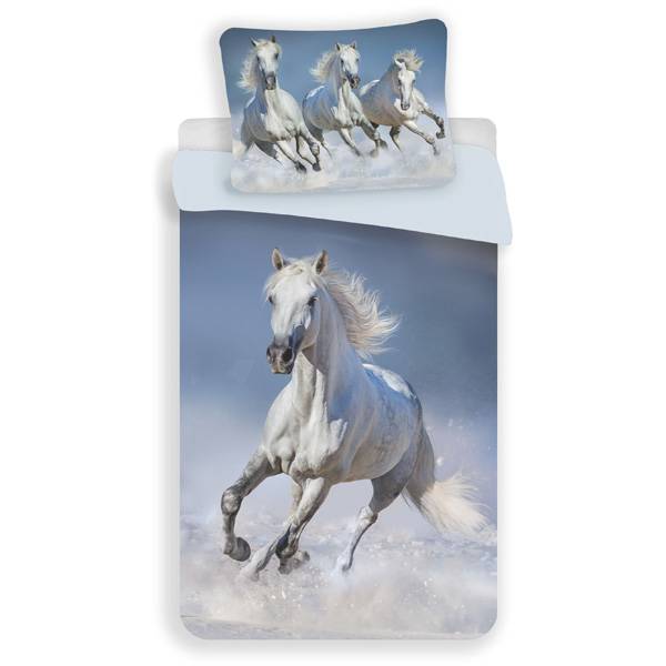 Paarden dekbedovertrek 140x200 - White Horses